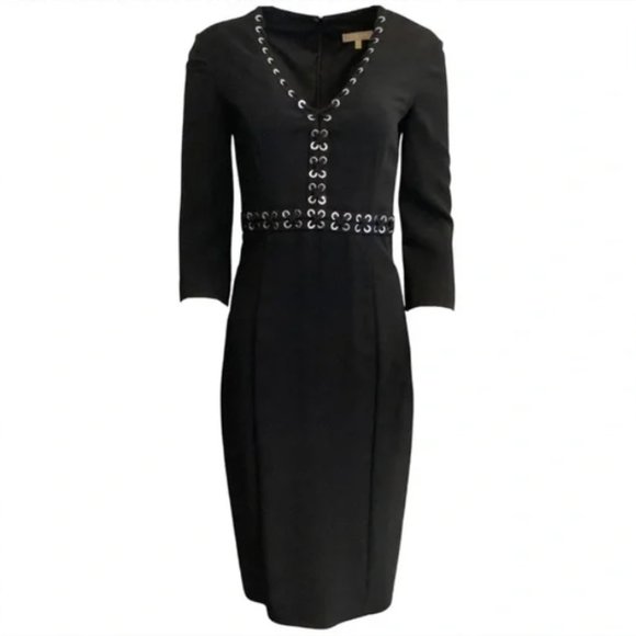 Michael Kors Collection Black Dress Silver Grommets 8 - Picture 1 of 5